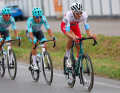 Drei Ausreißer setzen sich ab: Andrea Pietrobon (Polti-Kometa), Alessandro Tonelli (VF Group-Bardiani CSF - Faizane) und Manuele Tarozzi (VF Group-Bardiani CSF - Faizane)