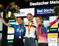 Première championne d'Allemagne : Koch a gagné en 2024 devant Liane Lippert (à gauche) et Antonia Niedermaier (à droite)