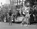   Winner Walter Godefroot ahead of Eddy Merckx (both Belgium), (Around the Henninger Tower 1974)