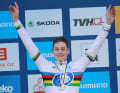 Mathieu van der Poel celebrated his first cyclocross world championship title in Tabor, Czech Republic, in 2015.