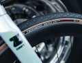 The Dutchman's tyres were comparatively narrow. The 38 millimetre wide Vittoria tyres were also mounted on an unknown aero wheelset.