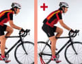 Posture question: Same handlebar position (4.5 cm rise, 8.5 cm stem length), two positions.
- Left: Arms strongly bent, back bent.
- Right: Arms slightly bent, back straight - the gentler position. Always try to ride with your back as straight as possible. Tip: Place your bike on the roller in front of a mirror and try out different sitting positions. Precise instructions:
2peak.com/2peak/sitting-position.xls

The geometry of the road bike