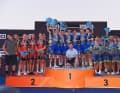 Contre-la-montre par équipe hommes : or Etixx-Quick Step (Belgique), argent BMC (USA), bronze Orica-BikeExchange (Australie)