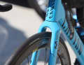 The fork, head tube and down tube are kept relatively slim. It will be interesting to see how light the new frameset turns out.