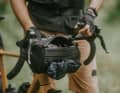 The handlebar bag can be used to quickly store a wide variety of equipment.