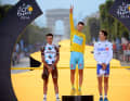 2014: Nach dem Roten Trikot der Vuelta und dem Rosanen des Giros vervollständigt Nibali seine Sammlung mit dem Maillot Jaune. Durch seinen Triumph in Paris ist er nach Jacques Anquetil, Eddy Merckx, Felice Gimondi, Bernard Hinault und Alberto Contador erst der sechste Fahrer, dem der Grand Slam des Radsports gelingt - Chris Froome sollte einige Jahre später nachziehen.