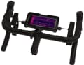 This is what the Wahoo Kickr Steer looks like on the handlebars. A press of the thumb tilts the smartphone and the avatar changes its position on the virtual road.