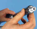 4. problem area clamping plugs: claws can destroy the shaft and are therefore taboo; but plugs that are too small also harbour dangers if they can only be brought to the required size by spreading them out. Such plugs become out of round or only rest on a ring-shaped surface. An optimum plug for preloading the steering bearing must be able to be inserted fully into the shaft. Only in this way can the plug be preloaded without turning; the preload of the steering bearing remains guaranteed during operation.