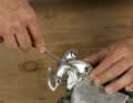 5 Smooth out minor damage, inaccessible areas and narrow edges with a small and very fine spanner file. These files are also available in round and half-round versions, which can be used to remove small burrs on the inside of drill holes.