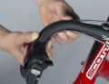 1. the Campagnolo brake and shift cables are routed along the handlebars. The brake cable is generally routed in the front handlebar bead, the shift cable can be routed in the rear bead, if available, or directly on the handlebar arch if you do not mind the resulting bulge.