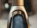 Studded tyres up to 45 millimetres wide fit through the fork and frame. The GravelX is supplied with 40-millimetre Hutchinson tyres as standard.