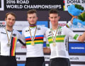 Contre-la-montre individuel U23 hommes : or Marco Mathis (Allemagne), argent Maximilian Schachmann (Allemagne), bronze Miles Scotson (Australie)
