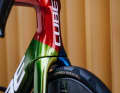 Green, red and blue: the national colours of Eritrea are clearly visible on the fork of the Cube Litening Aero C:68X ...