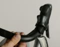 1. fold the rubber grip of the brake lever forwards and insert the outer brake cable housing into the top of the brake lever from the handlebar side until it touches the inside. Check this by looking through the inspection cut-out in the grip. Place the sleeve in the groove along the handlebars up to the thickened area next to the centre of the handlebars. This is where the handlebar tape ends later and the cable emerges into the open.