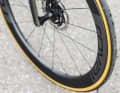 The Specialized tyres with cotton carcass on the Tarmac. 