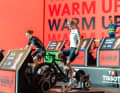 Merle Brunnée (au centre) aux championnats du monde de Cycling E-Sports à Abu Dhabi