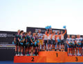Les champions et championnes du monde des championnats du monde de cyclisme 2016 au Qatar : Contre-la-montre par équipe dames : Or Boels-Dolmans Cycling Team (Pays-Bas), argent Canyon//SRAM Racing (Allemagne), bronze Cervelo-Bigla Pro Cycling (Suisse)