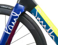 The Paul Smith lettering of the special edition adorns the fork and down tube of the Factor.