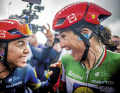 Hard to believe: Shirin van Anrooij (left) congratulates team-mate Elisa Longo Borghini on her second victory in Flanders.