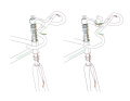 Integration: The sketch shows the Enve handlebar system. On the left is the fully integrated version ridden by Tadej Pogačar, on the right is the two-piece solution, which is easier to customise.
