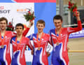 Beginnings on the track: Simon Yates (3rd from right) with the British foursome at the Track World Cup in Beijing in 2010