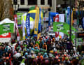 The peloton at the start of stage 2 of the Tour of the Alps 2023 in Reith im Alpbachtal