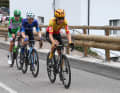 On the climb to Passo Pramadiccio, Torstein Traeen (front), Gregor Mühlberger (centre) and Giulio Pellizzari (back) outpace their competitors
