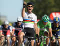 Mark Cavendish a remporté trois étapes du Tour de France en 2012 sous le maillot de champion du monde pour Sky.
