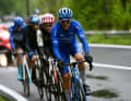 A four-man breakaway determines the 10th stage of the Giro d'Italia 2023: Alessandro De Marchi, Magnus Cort Nielsen, Derek Gee and Davide Bais ride at the front of the race