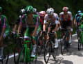 A large breakaway group of 26 riders sets off