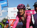 Geraint Thomas im Ziel auf dem Monte Lussari - der Waliser muss den Verlust des Rosa Trikots erst noch verarbeiten.