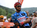 Donovan Grondin ging mit dem Bergtrikot ins Rennen. Doch der Franzose schaffte es nicht ins Ziel, musste aufgeben.