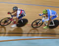 Polyvalent : Simon Yates (à gauche) dans la course aux points aux Championnats du monde sur piste 2013 à Minsk