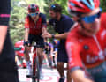 Geraint Thomas reaches the finish on a stage of this year's Vuelta a Espana.