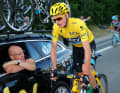 Le chef de l'équipe Sky Dave Brailsford avec Chris Froome, qui a remporté le Tour de France 2013, 2015, 2016 et 2017 après Wiggins.