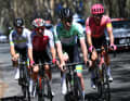 Vom Start weg attackierten vier Fahrer: (V.r.) Stefan de Bod, Luke Burns, Axel Mariault und Tristan Saunders.