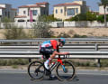 Stewart drops back into the peloton after the second intermediate sprint, Vanhoucke remains alone at the front