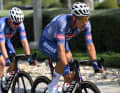 They were joined shortly afterwards by two riders from Alpecin-Deceuninck, including the German Henri Uhlig (at the back)