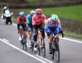 Four riders form the breakaway group of the day: Mathieu Burgaudeau (TotalEnergies), Stefan Bissegger (EF Education EasyPost), Christian Scaroni (Astana Qazaqstan Team) and Jasper De Buyst (Lotto-Dstny)