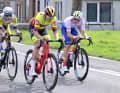 Une échappée de trois coureurs s'est rapidement formée autour de Luca De Meester (devant).
