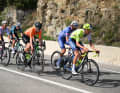 Le groupe de tête du jour était composé de six coureurs, dont Kevin Colleoni (devant) d'Intermarche-Wanty.