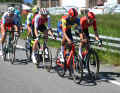 Shortly after the start of the race, a breakaway group of six set off