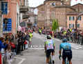 It took a long time for riders to break away. Lilian Calmejane (left) and Samuele Battistella (right) snatched the only mountain points of the day as breakaways