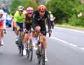 Shortly after the start of the 190 kilometre long flat stage to Andora, a four-man lead group set off - including Filippo Ganna from Ineos Grenadiers (front), who dropped back into the peloton shortly afterwards