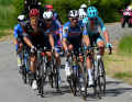 The group was caught on the descent, and other riders, including Kaden Groves and Matteo Trentin, joined them at a confusing moment. Ultimately, a group of seven riders formed after 100 kilometres.