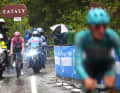 Tadej Pogacar (maillot rose) a ravi la victoire d'étape à Pellizzari lors de la 16e étape du Giro d'Italia 2024.