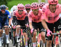 EF Education EasyPost pushes the pace on the climbs in the peloton