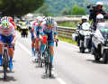 Seven riders broke away at the start of stage 1 of the Tour de France, including Matej Mohoric (right)