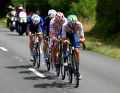 In the race, four riders around Anthony Turgis (front) broke away to form the leading group of the day