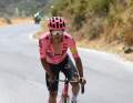 Richard Carapaz broke away from the peloton on the first climb of the day